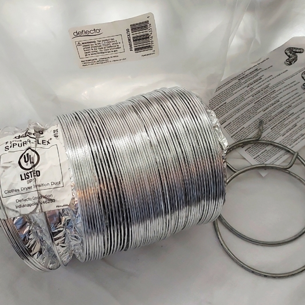 Deflecto Supurr-Flex  5ft Clothes Dryer Transition Duct Lightweight Aluminum